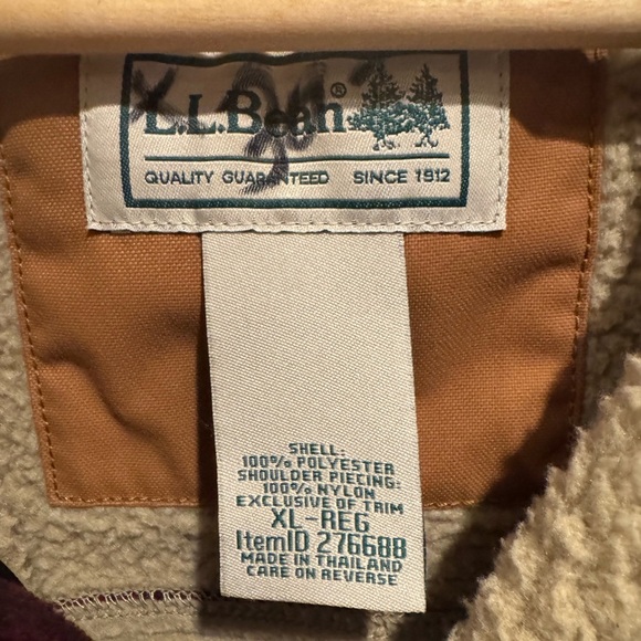 L.L. Bean Men’s XL Buffalo Plaid Red Black Sherpa Zip Up Jacket Size XL - Picture 4 of 7